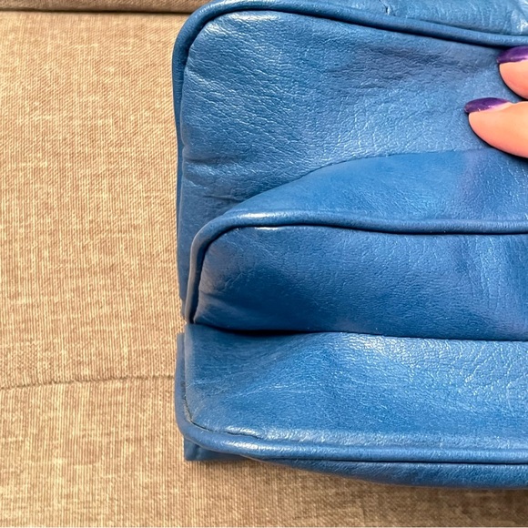 Vintage Boscha Lederwaren Modell Blue Soft Leather Clutch Bag Made West Germany - Picture 9 of 11
